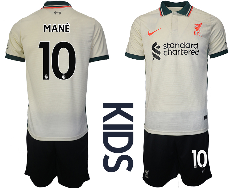 Youth 2021-2022 Club Liverpool away cream #10 Soccer Jersey